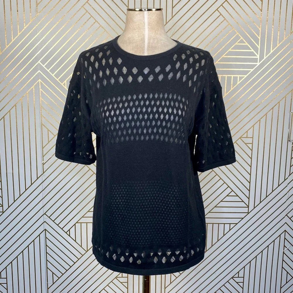 Helmut Lang Diamond Open‎ Knit Black Sweater Top - Picture 1 of 8